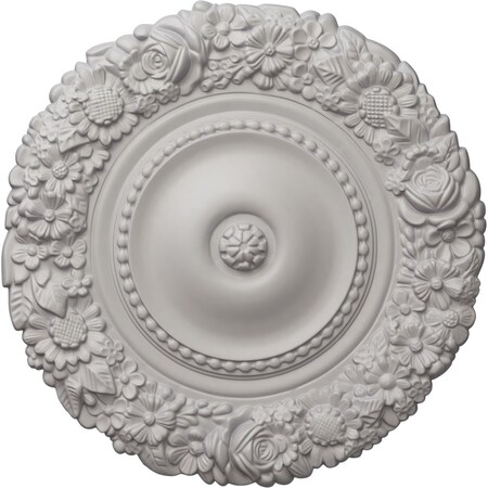 Marseille Ceiling Medallion (Fits Canopies Up To 7 3/8), Hand-Painted Ultra Pure White, 21OD X 2P
